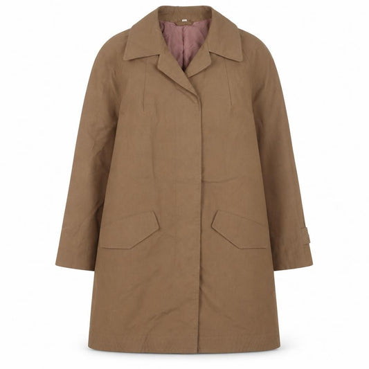 Front view of Dannimac women’s beige jacket, size UK 12, button
