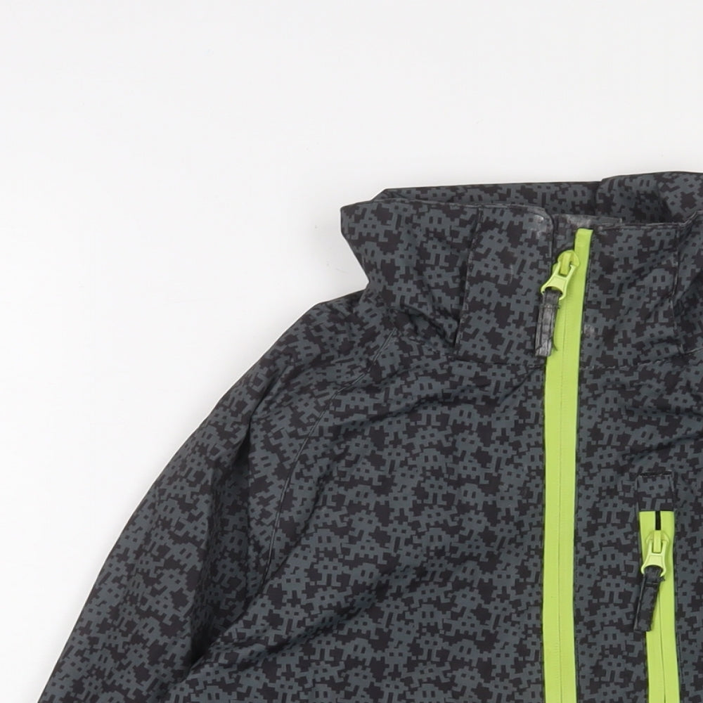 Trespass Boys Grey Geometric Basic Coat Coat Size 7-8 Years Zip