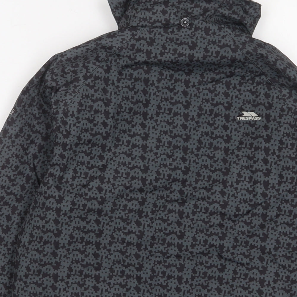 Trespass Boys Grey Geometric Basic Coat Coat Size 7-8 Years Zip