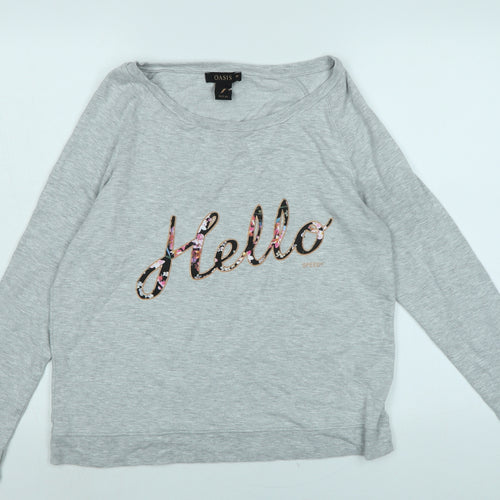 Oasis Womens Grey Polyester Pullover Sweatshirt Size XS - Logo