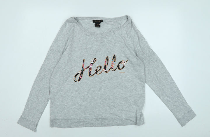 Oasis Womens Grey Polyester Pullover Sweatshirt Size XS - Logo