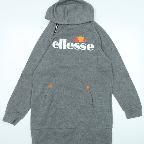 ellesse Womens Grey Polyester Pullover Hoodie Size 2XL - Logo