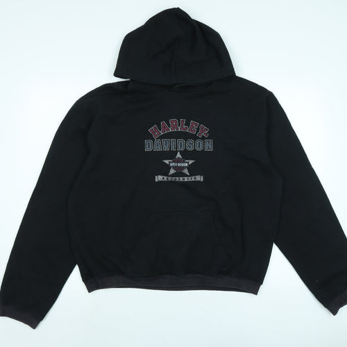Harley-Davidson Mens Black Polyester Pullover Hoodie Size 2XL - Logo