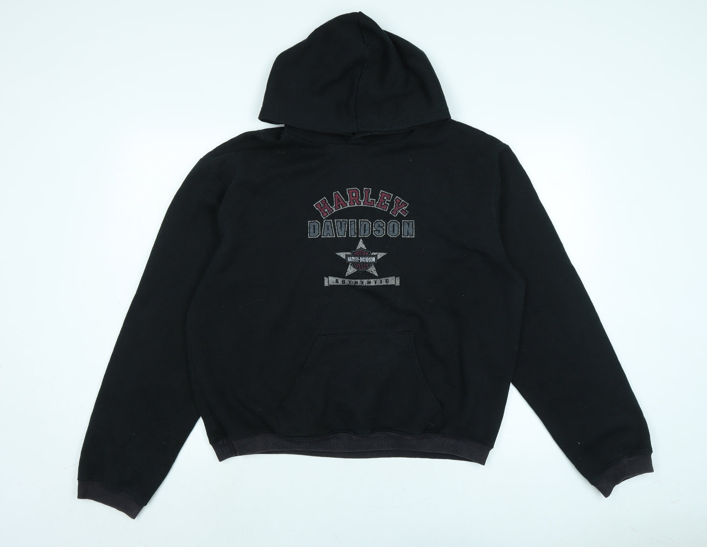 Harley-Davidson Mens Black Polyester Pullover Hoodie Size 2XL - Logo