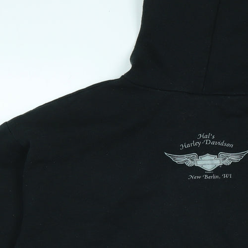 Harley-Davidson Mens Black Polyester Pullover Hoodie Size 2XL - Logo