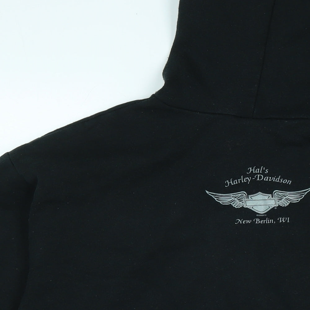 Harley-Davidson Mens Black Polyester Pullover Hoodie Size 2XL - Logo