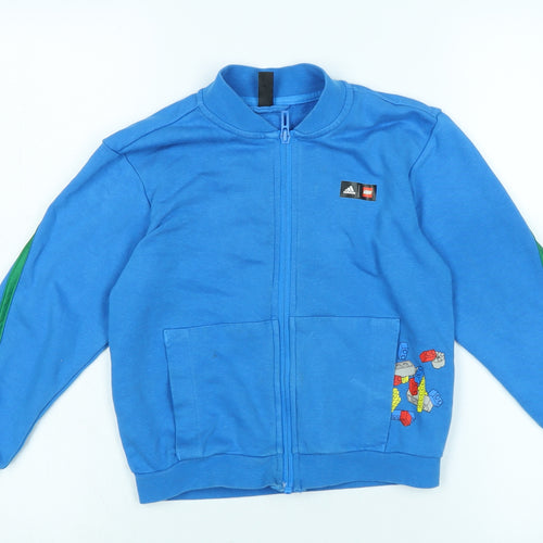 adidas Boys Blue Jacket Size 5-6 Years Zip - Logo