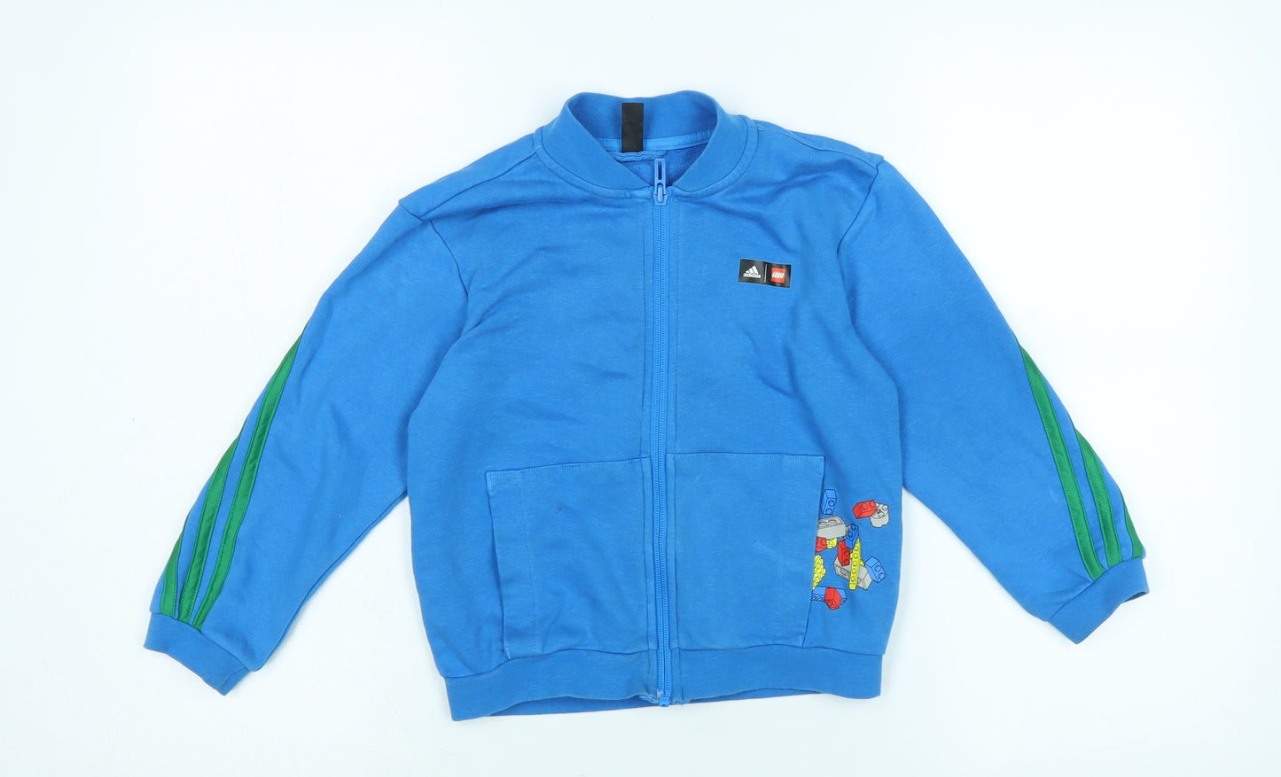 adidas Boys Blue Jacket Size 5-6 Years Zip - Logo