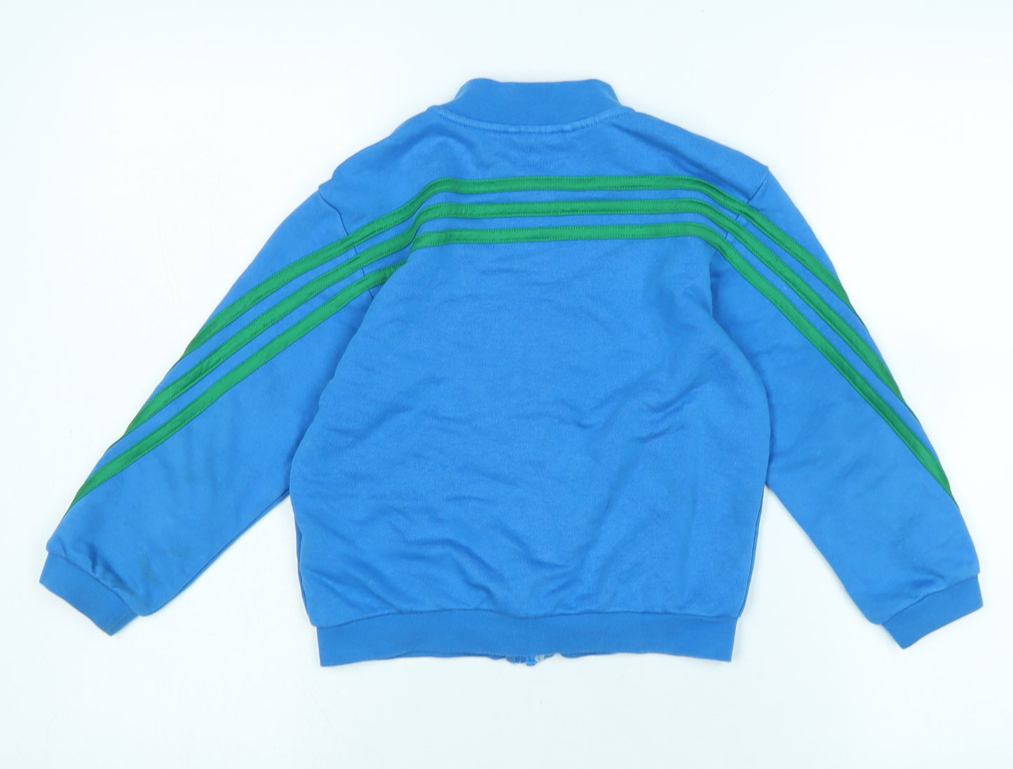 adidas Boys Blue Jacket Size 5-6 Years Zip - Logo