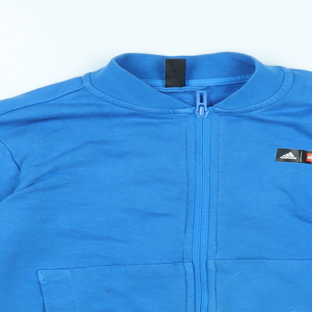 adidas Boys Blue Jacket Size 5-6 Years Zip - Logo