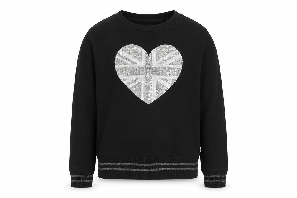 Front view of Gap girls’ black polyester pullover sweatshirt, size 12, years - logo