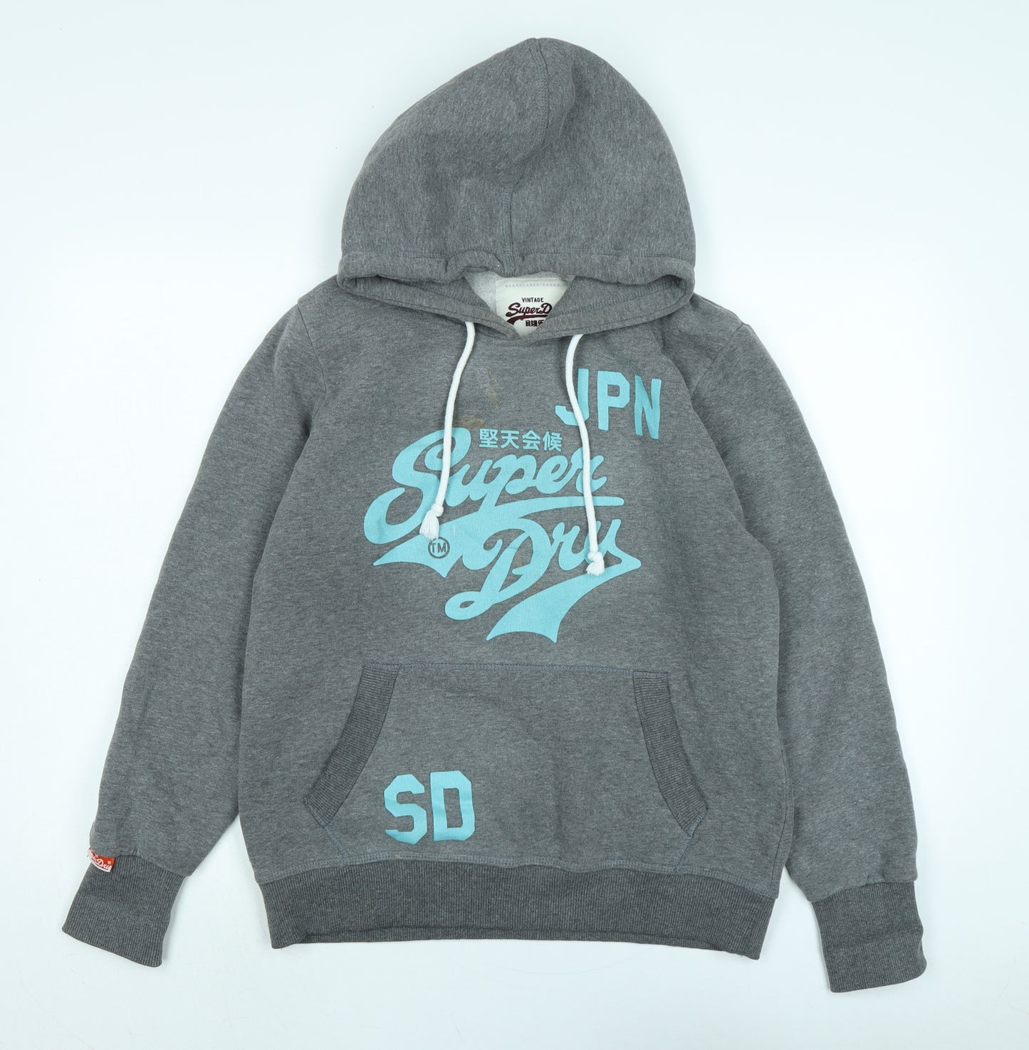 Superdry Womens Grey Cotton Pullover Hoodie Size XL - Logo