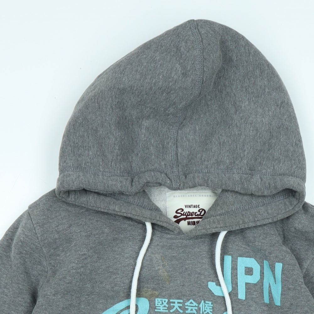 Superdry Womens Grey Cotton Pullover Hoodie Size XL - Logo