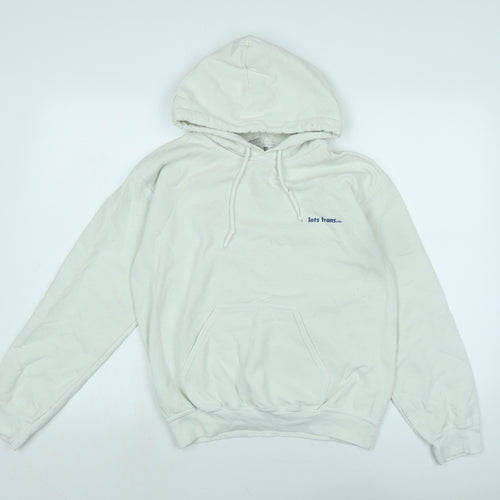 Gilden Mens Ivory Cotton Pullover Hoodie Size S