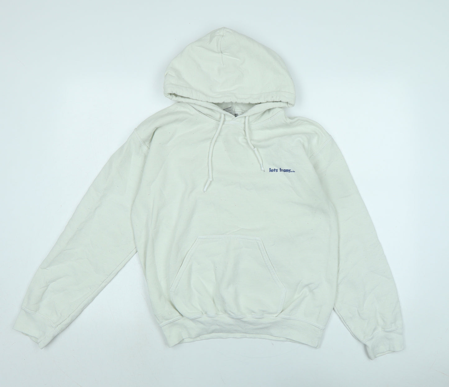 Gilden Mens Ivory Cotton Pullover Hoodie Size S