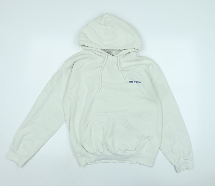 Gilden Mens Ivory Cotton Pullover Hoodie Size S