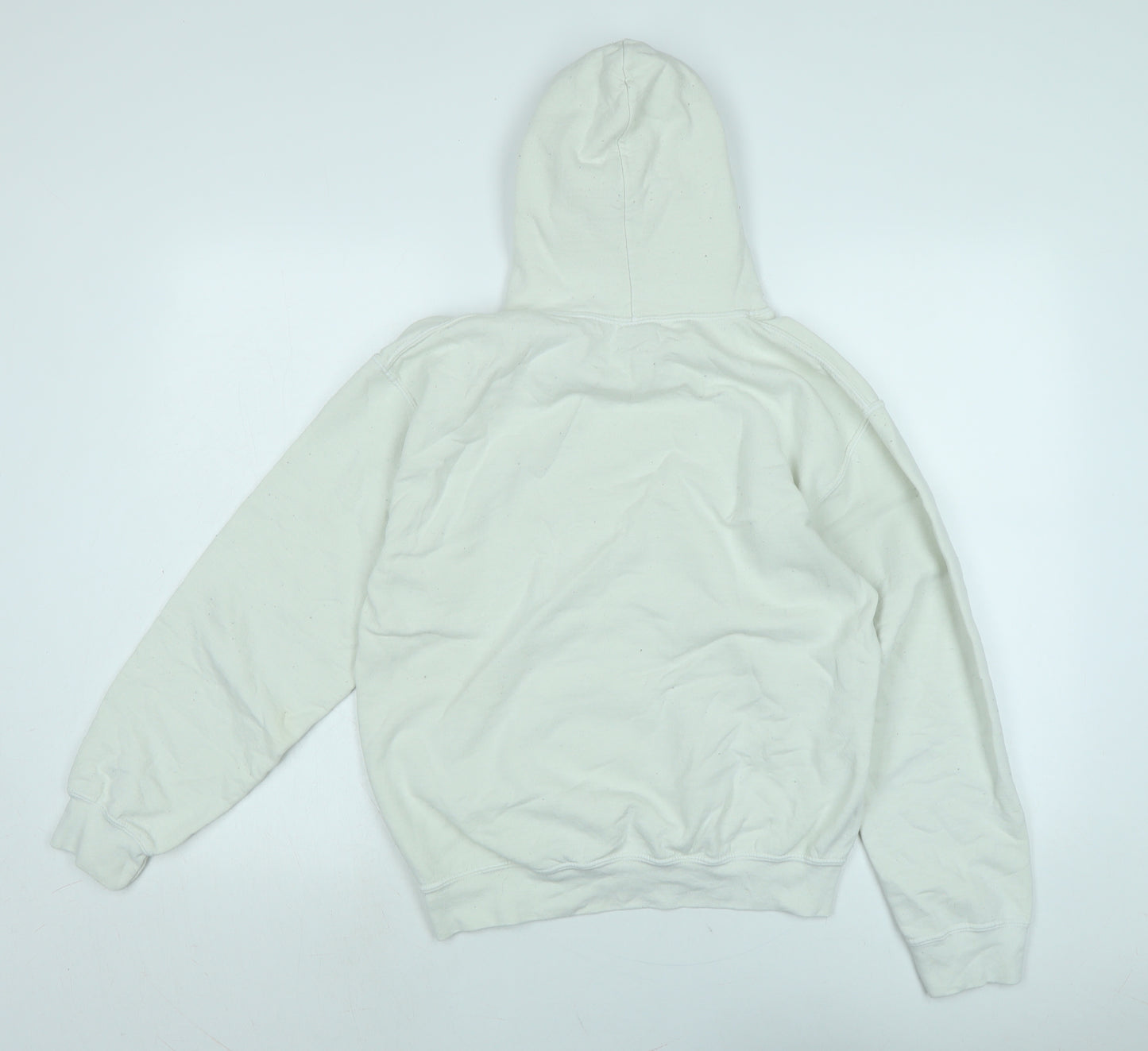 Gilden Mens Ivory Cotton Pullover Hoodie Size S