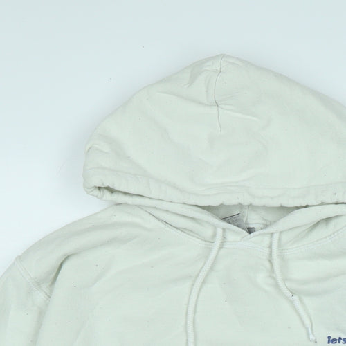 Gilden Mens Ivory Cotton Pullover Hoodie Size S