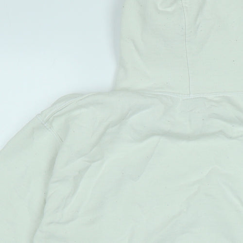 Gilden Mens Ivory Cotton Pullover Hoodie Size S
