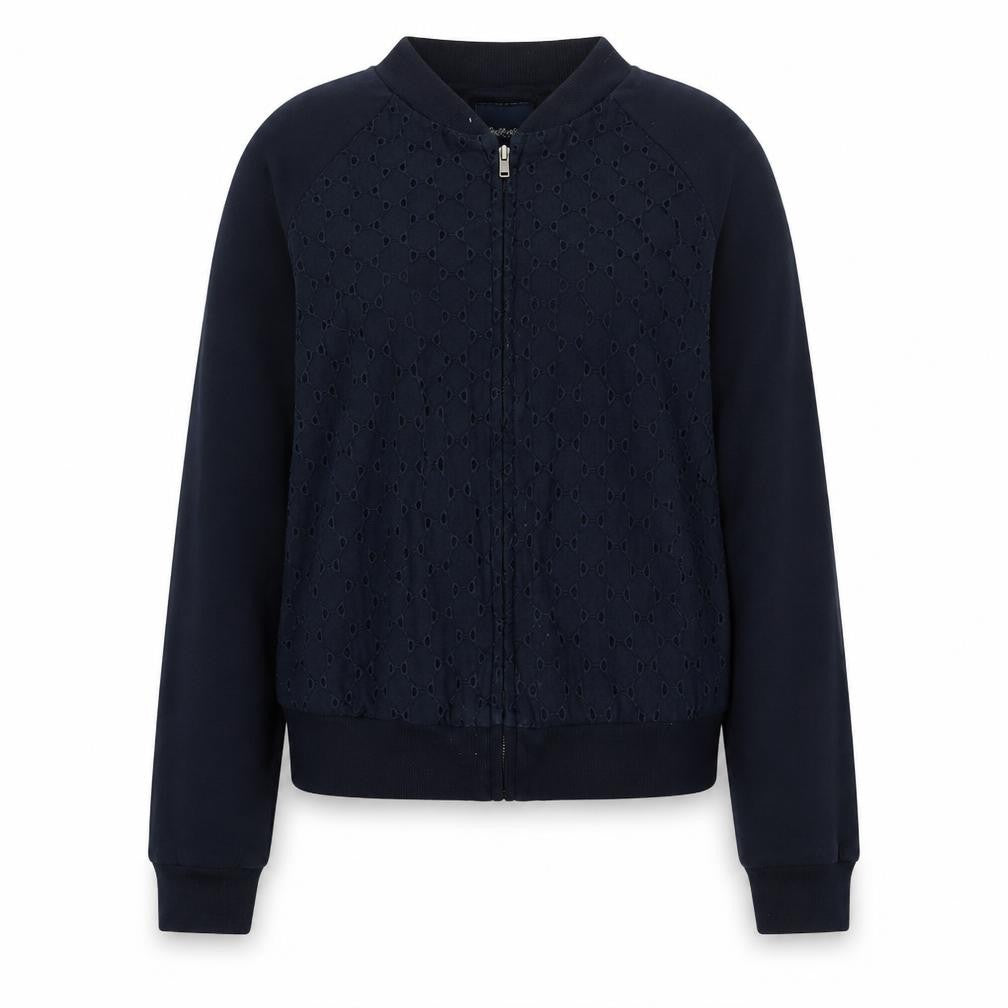 Front view of Gap girls’ blue jacket, size XL, zip - logo