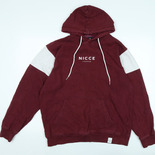 NICCE Mens Red Cotton Pullover Hoodie Size XL - Logo