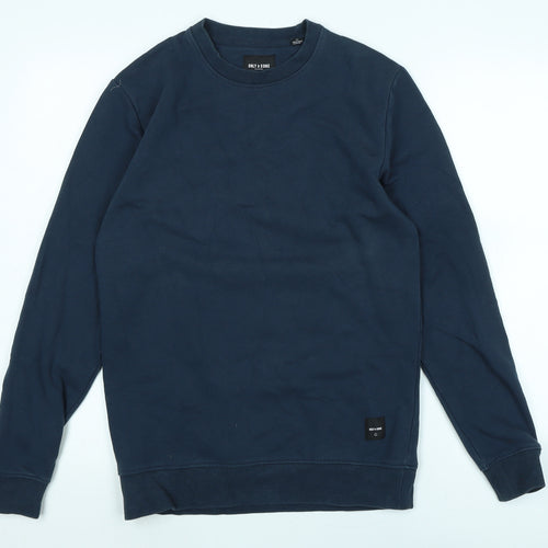 ONLY & SONS Womens Blue Polyester Pullover Sweatshirt Size XS - Logo