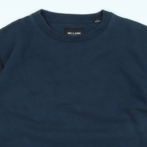 ONLY & SONS Womens Blue Polyester Pullover Sweatshirt Size XS - Logo