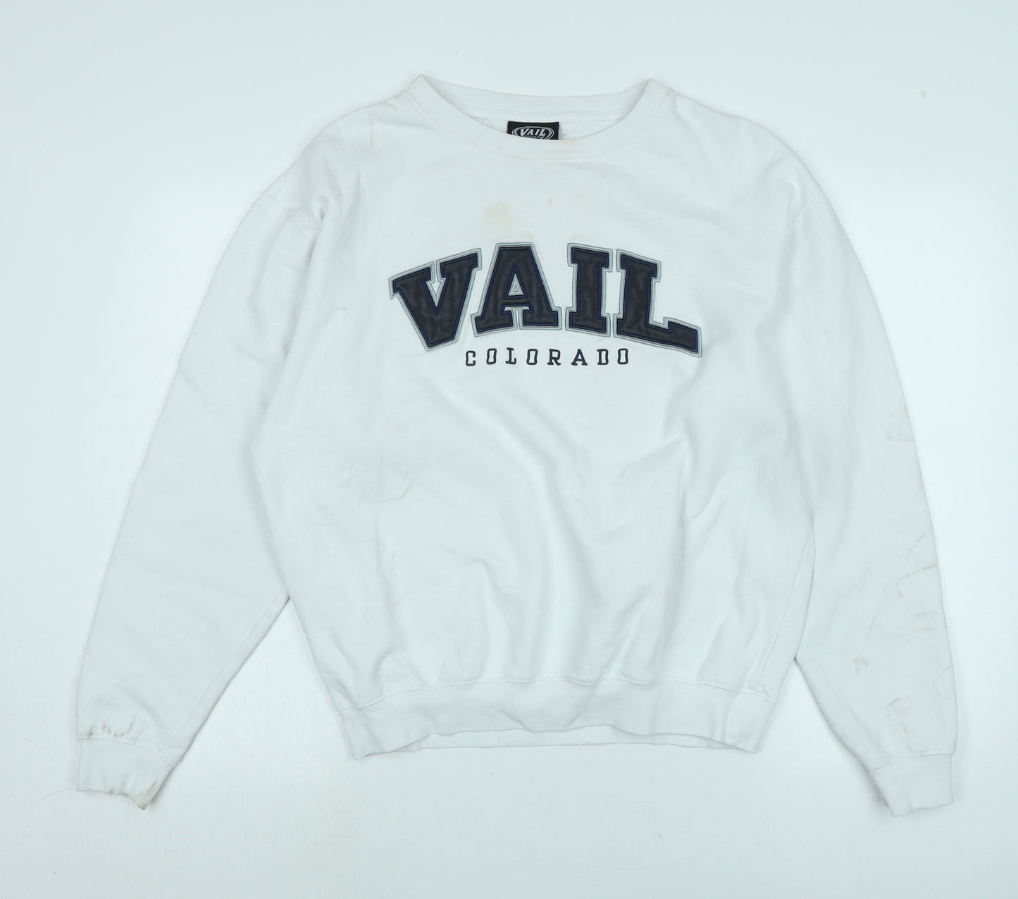 Vail Mens White Polyester Pullover Sweatshirt Size L - Logo
