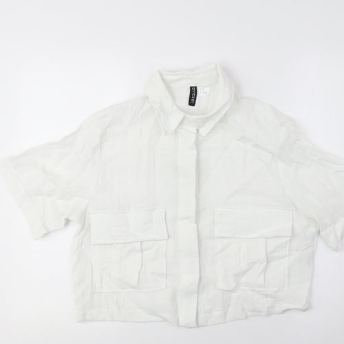 H&M Women's White XS Button-Up Short Sleeve Shirt