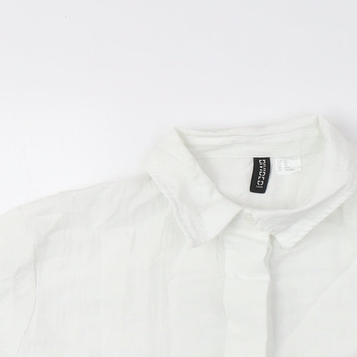 H&M Women's White XS Button-Up Short Sleeve Shirt