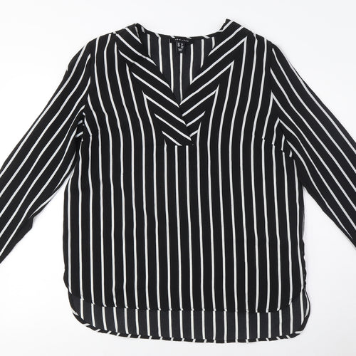 New Look Women’s Black Striped Tunic Blouse Size 16