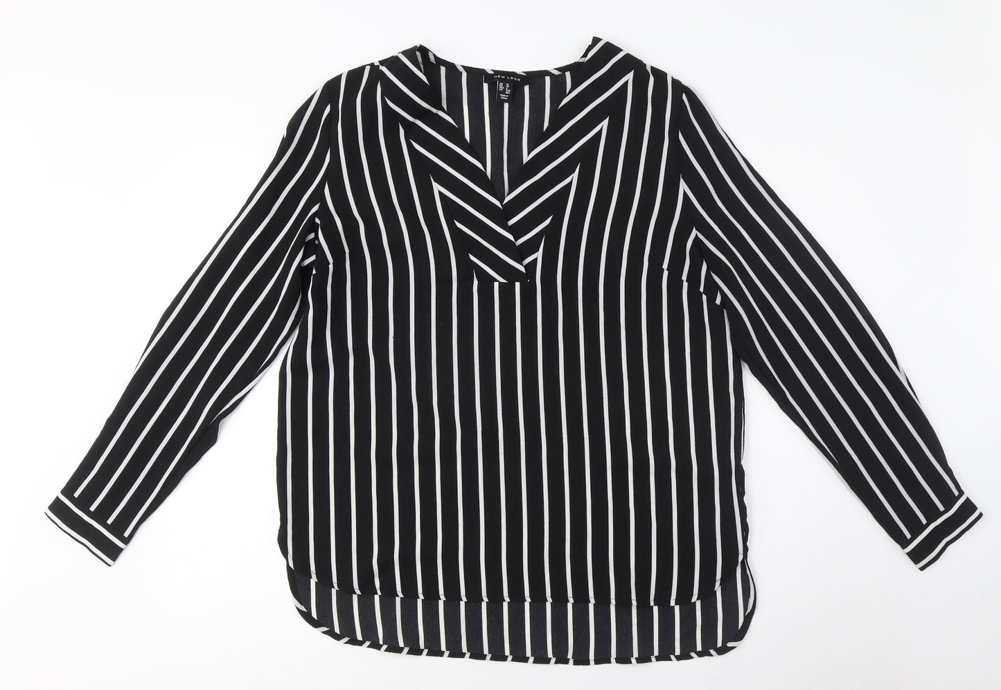 New Look Women’s Black Striped Tunic Blouse Size 16