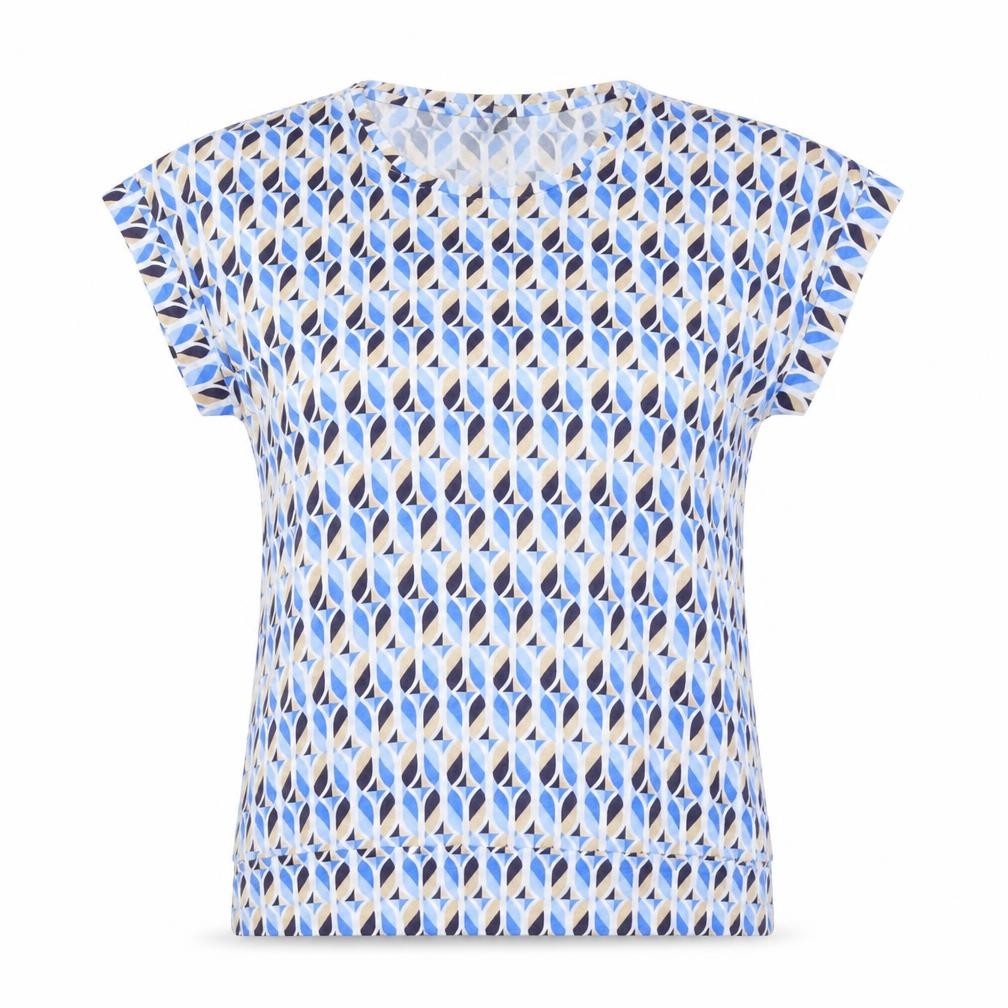 Sunday Women's Blue Geometric T-Shirt, M, Casual