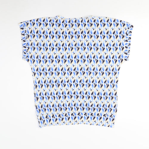Sunday Women's Blue Geometric T-Shirt, M, Casual