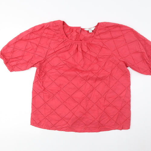 Marks and Spencer Women's Pink Blouse M Lace Short Sleeve