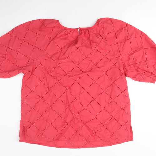 Marks and Spencer Women's Pink Blouse M Lace Short Sleeve