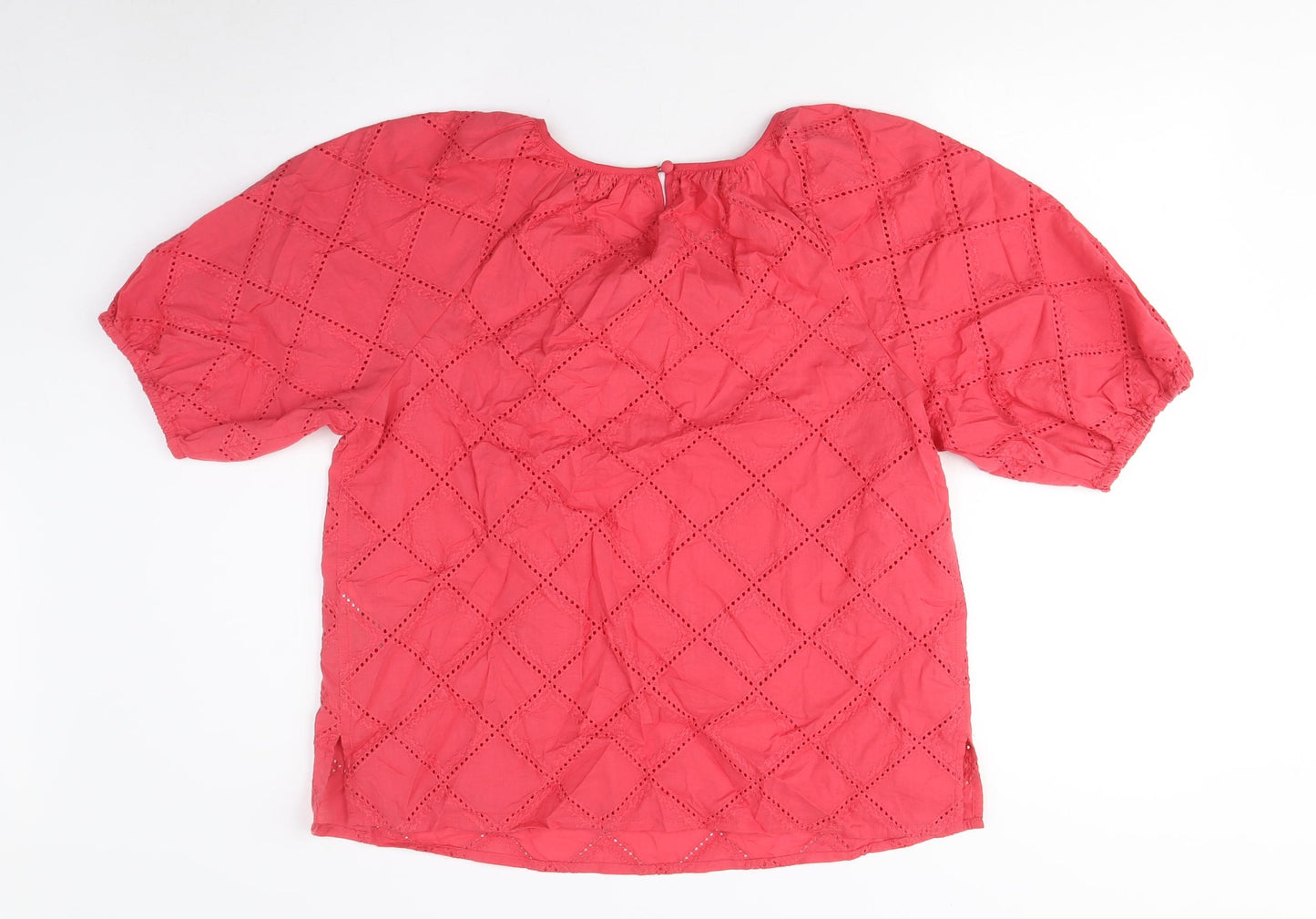 Marks and Spencer Women's Pink Blouse M Lace Short Sleeve
