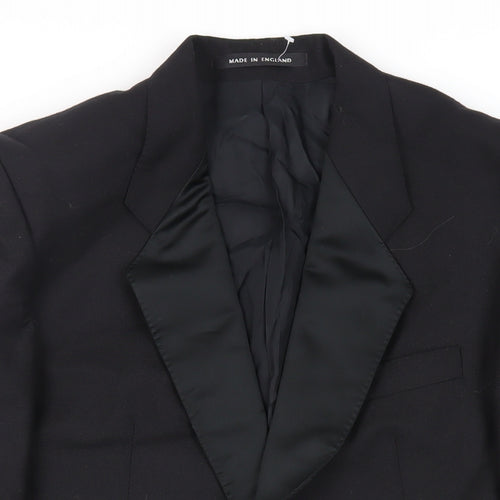 Pinstripe Mens Black Wool Tuxedo Suit Jacket Size 44 Regular