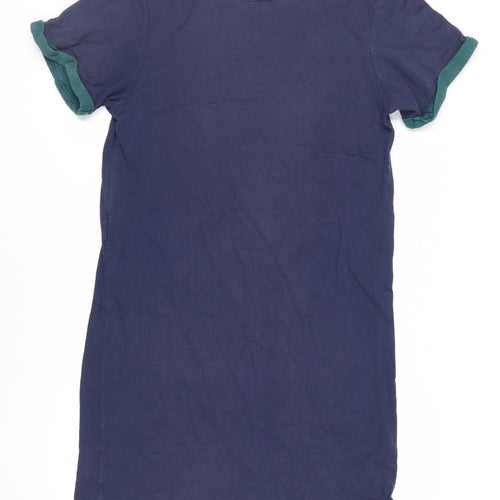 People Tree Womens Blue Cotton T-Shirt Dress Size 14 Boat Neck Pullover