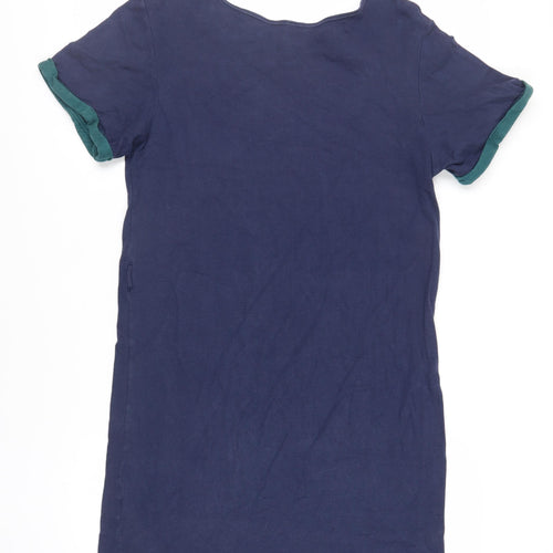 People Tree Womens Blue Cotton T-Shirt Dress Size 14 Boat Neck Pullover