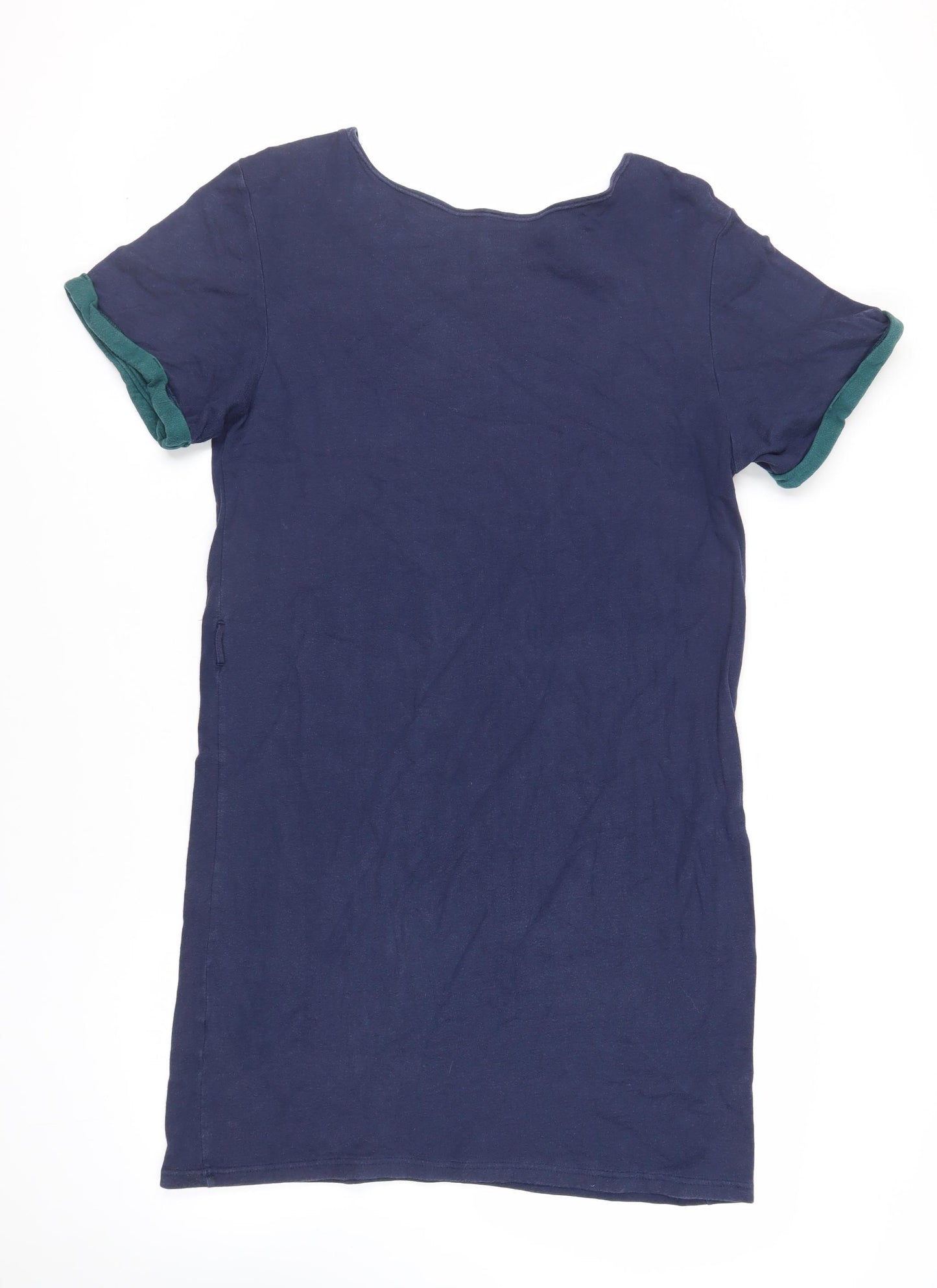 People Tree Womens Blue Cotton T-Shirt Dress Size 14 Boat Neck Pullover