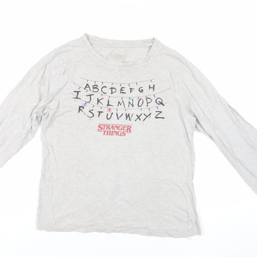 Stranger Things Womens Grey Cotton Basic T-Shirt Size S Crew Neck