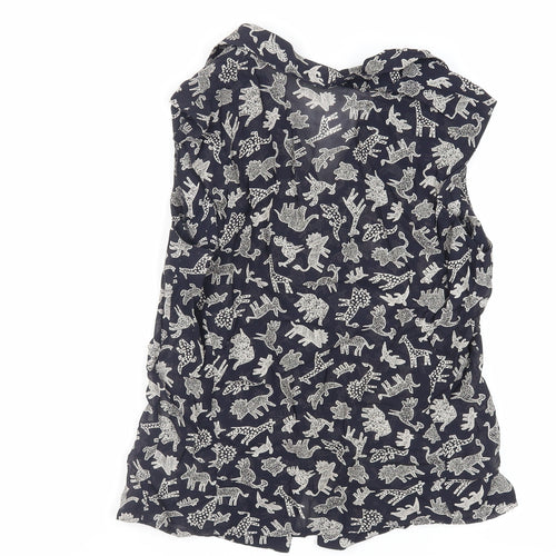 Gerry Weber Womens Blue Geometric Viscose Basic Button-Up Size 6 Collared - Sheer