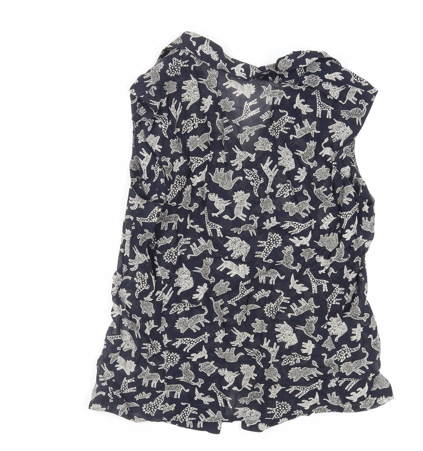 Gerry Weber Womens Blue Geometric Viscose Basic Button-Up Size 6 Collared - Sheer