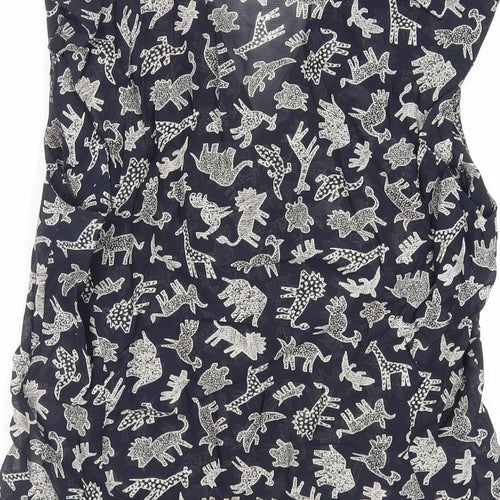 Gerry Weber Womens Blue Geometric Viscose Basic Button-Up Size 6 Collared - Sheer