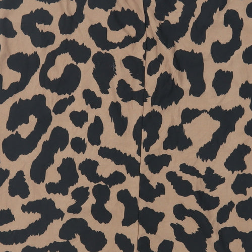 Beloved Womens Brown Animal Print Polyester Basic T-Shirt Size L V-Neck