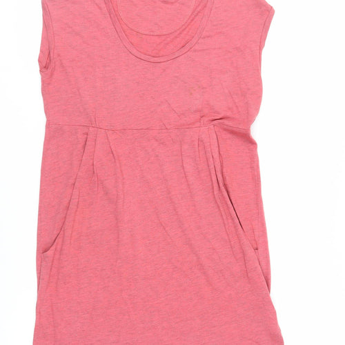 Bench Womens Pink Cotton T-Shirt Dress Size L Round Neck Pullover - Pockets