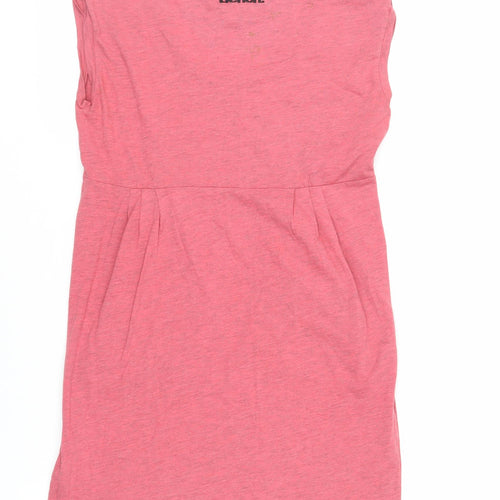 Bench Womens Pink Cotton T-Shirt Dress Size L Round Neck Pullover - Pockets