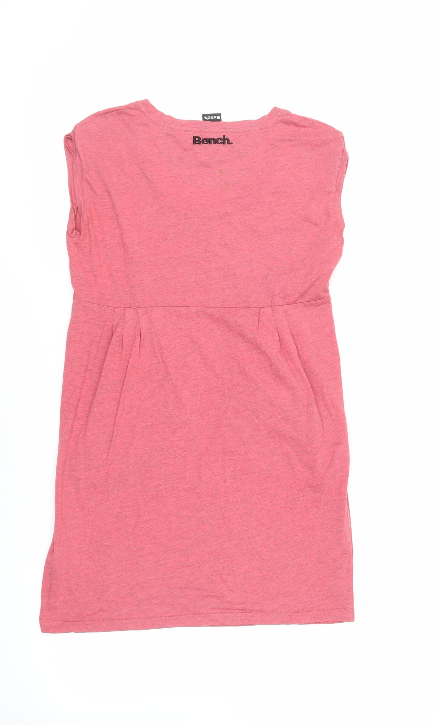 Bench Womens Pink Cotton T-Shirt Dress Size L Round Neck Pullover - Pockets