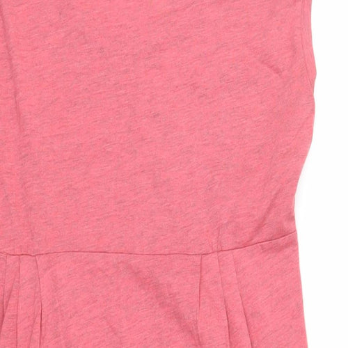 Bench Womens Pink Cotton T-Shirt Dress Size L Round Neck Pullover - Pockets